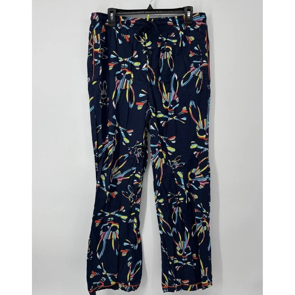 Psycho Bunny Men's Lounge Pajama Pants Large Blue Lime Bunny Logo‎ All Over